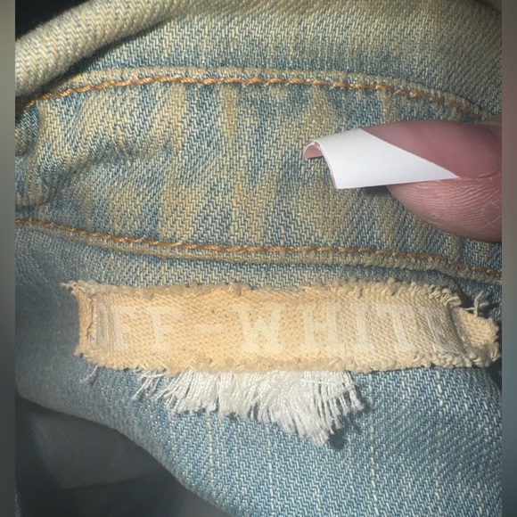 Men's OFF WHITE Logo Damaged light Denim Shirt/Light Jacket Size Large - Picture 6 of 15